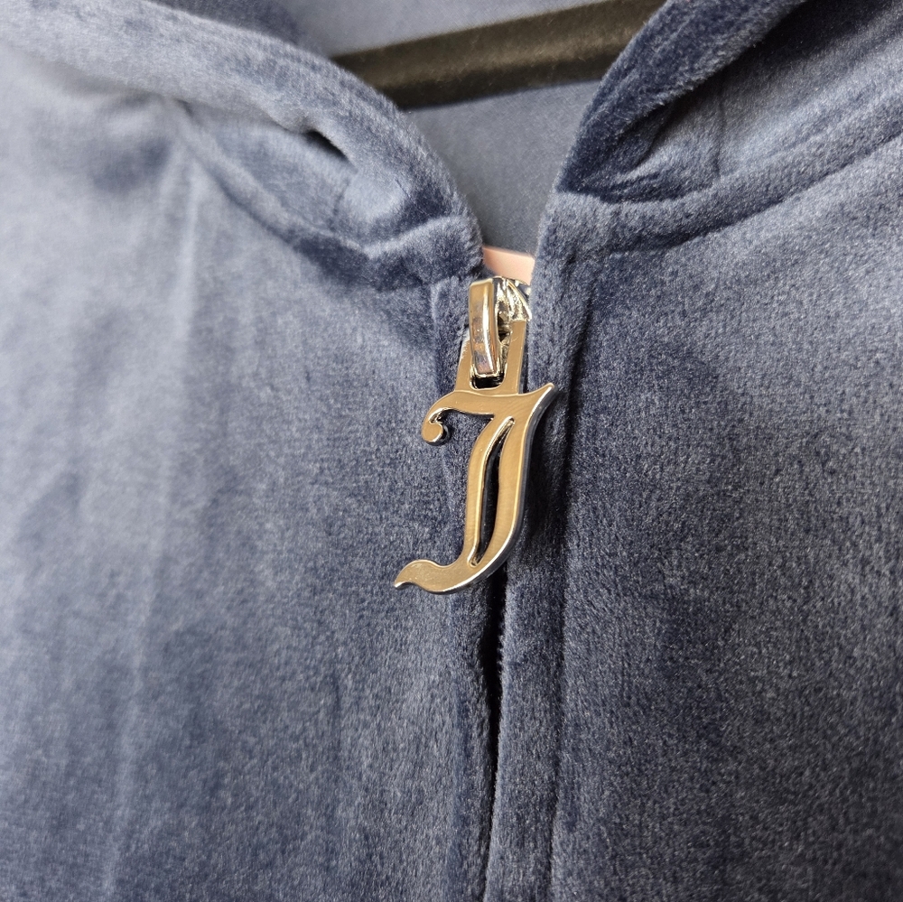 Juicy Couture Velour Regal Blue Hoodie With Bling Crown Logo - Picture 3 of 12
